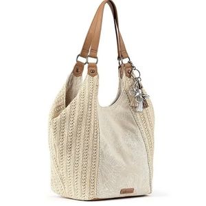 - Roma Floral Straw & Canvas Hobo Bag